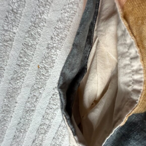 Rachel Zoe Womens Linen Summer Shift Dress Large Peach Grey Abstract Pockets - Picture 8 of 9